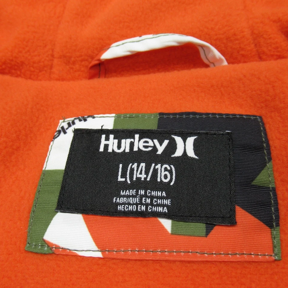 Chaqueta Hurley Juvenil Grande Verde Camuflada Con Capucha Resistente al Agua Aislante Puffer Foto 4 de 4