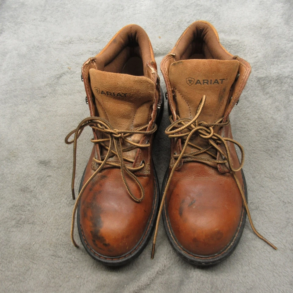 Ariat Mujer Macey Botas de Trabajo 9 Marrón Cuero Compuesto Puntera Con Cordones Combate Foto 3 de 4