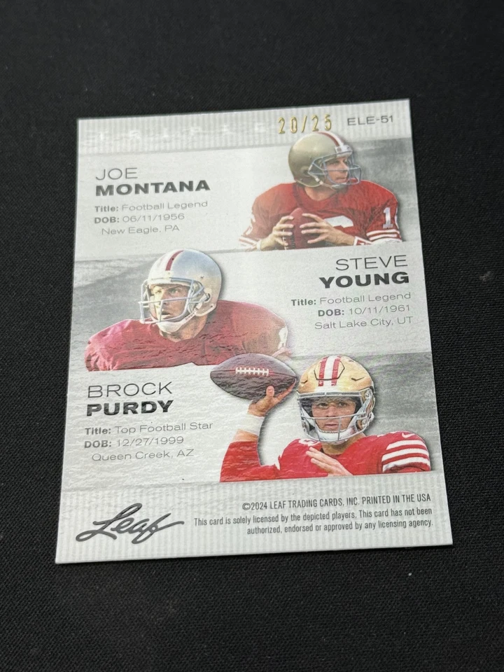 Montana Young Purdy 2024 LEAF Metal Trios Plateado/25 RC 49ers Foto 2 de 2