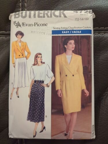 Butterick Sewing Pattern 4726 Misses Easy Jacket Top Skirt Career Sz 12 ...