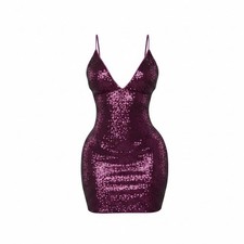 Fashion Nova Sparkle With Me Sequin Mini Dress Magenta Size S