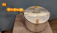 The Genuine Whirley Pop Popcorn Maker- Aluminum Stovetop Popper, Wood Hand Crank
