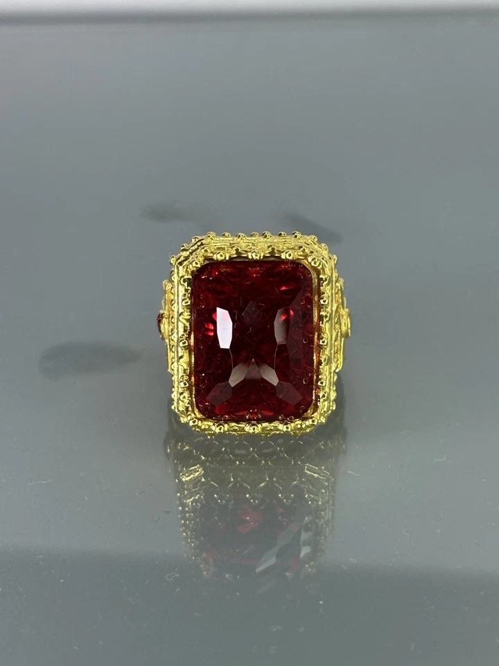 Ruby Sterling Silver Men’s Ring, Christian Royal King Design - Image 3 of 4
