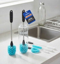 Bottle Brush Set, 6 Pack, 14.5" Long Handle, Blue, Straw Brushes, Spout Brush