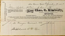 1881 BILLHEAD(P1)~CHAS. G. KIMBERLY CO. STATE ST. NEW HAVEN, CONN. IMPORTER