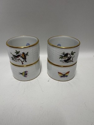 Herend Rothschild Bird Napkin Rings- Set of 4 Made in Hungary