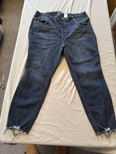 Terra  Sky Women's Blue Skinny Jeans, Distressed, Raw Hem, 5-Pocket Denim