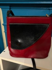 Vera Pelle Leather Crossbody Bag Small Red Black