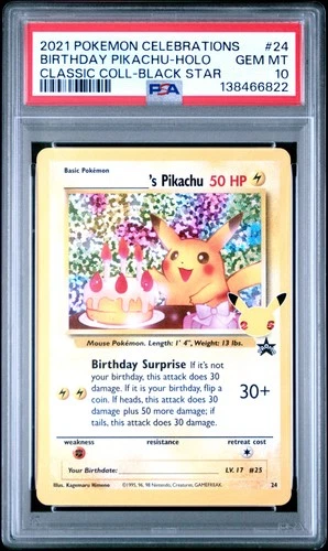 Birthday Pikachu Holo 24 Celebrations Classic Collection Pokemon PSA 10 *822