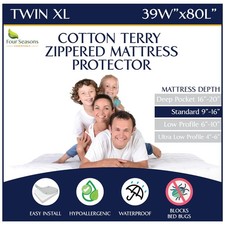 Twin Extra Long XL Mattress Protector - Zippered Waterproof Mattress Cover ...