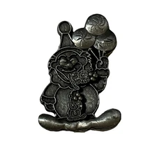 Vintage Torino Pewter Clown Earrings Brooch Jewelry Trinket Box Set