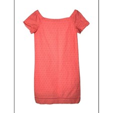Ralph Lauren Coral Pink Eyelet Off Shoulder Shift Dress size 4 B110