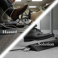 Floor Cable Tidy Cover Protector Heavy Duty Black Rubber Trunking Wire Channel