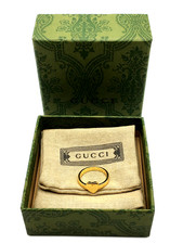 Gucci GG Costume GoldTone Metal Heart Ring Size 8