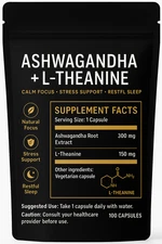 Ashwagandha with L-Theanine 100 Caps | Relaxation, Focus & Sleep Support