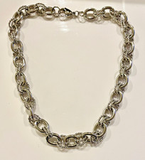 Womens Mens Polished  Textured Link Stainless Steel Chain Necklace 18"