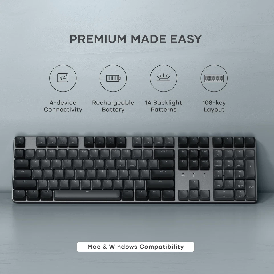 SM3 Mechanical Keyboard for Mac and Windows, 108 Keys Full Size with White LE... - Image 2 of 4