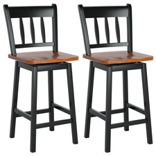 Costway Set of 2 Swivel Bar Stools 24.5" Counter Height Dining Bar Chairs Black