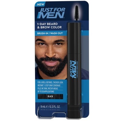 Just For Men 1-Day Bart- und Brauenfarbpinsel, 9 ml (1er Pack), Real Black 