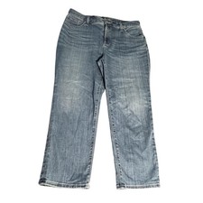 Chico's Jeans Womens 10 Blue So Slimming Girlfriend Slim Leg Crop Stretch Denim
