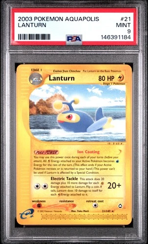 2003 POKEMON AQUAPOLIS #21 LANTURN PSA 9