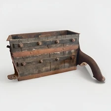 Antique British WWI Military Mounted Ammunition Can Wood Cast Iron 