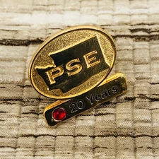 Puget Sound Energy PSE 20 Years Employee Service Award Gold Tone Lapel Pin