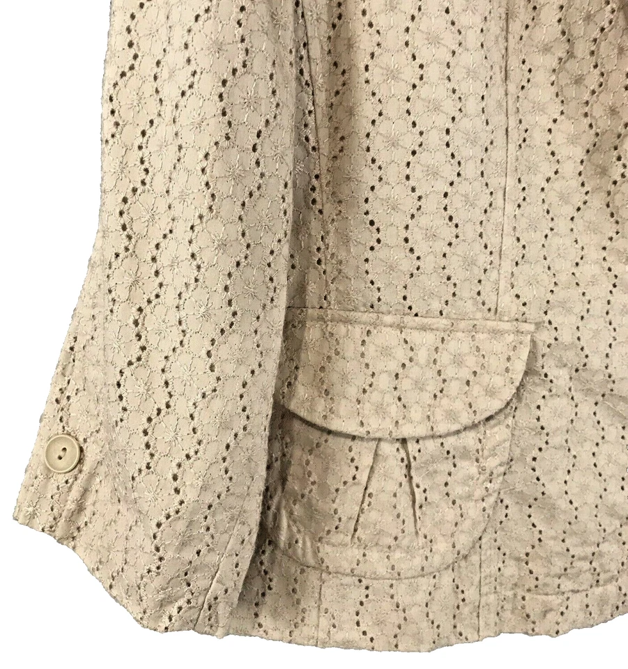 Nueva Chaqueta Frontier Primavera Rubor Desnudo Ojales Encaje Algodón Blazer Chaqueta Talla L Foto 3 de 4