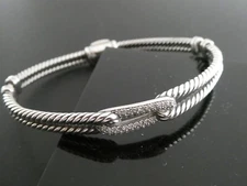 David Yurman Petite Pave Diamond Sterling 925 Labyrinth Loop Bracelet 6 3/4"