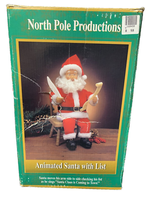 【中古】「非常に良い」Santa Claus Is Coming to Town Gemmy Animated Santa Clause with List Sings Santa Clause is Coming