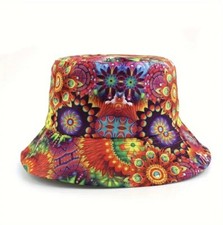 Chic Boho Geometric Reversible Unisex One Size Bucket Hat, Fishing, Sun, NWT
