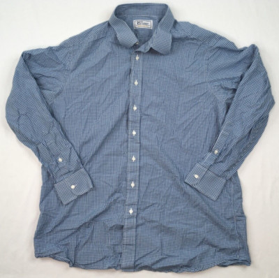 Skip Gambert Shirt Men Extra Large  Blue Custom Made Dress Checked - Made In USA