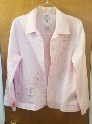 Women's Graff Pink Jacket Sz Medium Floral Lace Cut Out Casual Stretch Short