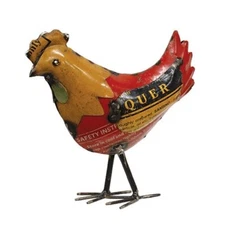 NEW PRIMITIVE CHICKEN RECYCLED METAL  9"T x 9.5"W x 3"D Aged Rustic FARMHOUSE