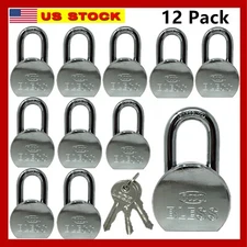 12 Pack Heavy Duty Short  Lock Steel Maximum Protection Padlock with 3Keys