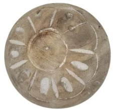 PD Home & Garden Carved Medallion Decorative Wood Ball Small 3.15 inches with Wh