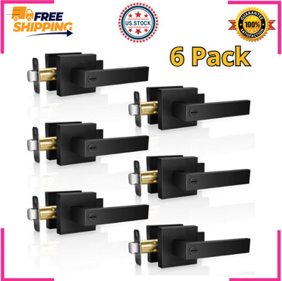 6 Pack Modern Black Door Handles Privacy Door Levers Black Door Knobs