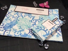 (4 pc) Tabitha Webb COASTAL outdoor placemats Napkins Sea Coral Reef Blue green