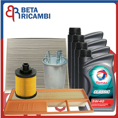 KIT FILTRI TAGLIANDO Fiat Grande Punto 199 1.4 8V 56Kw 77Cv 350A1000 EUR 19,87 - IT