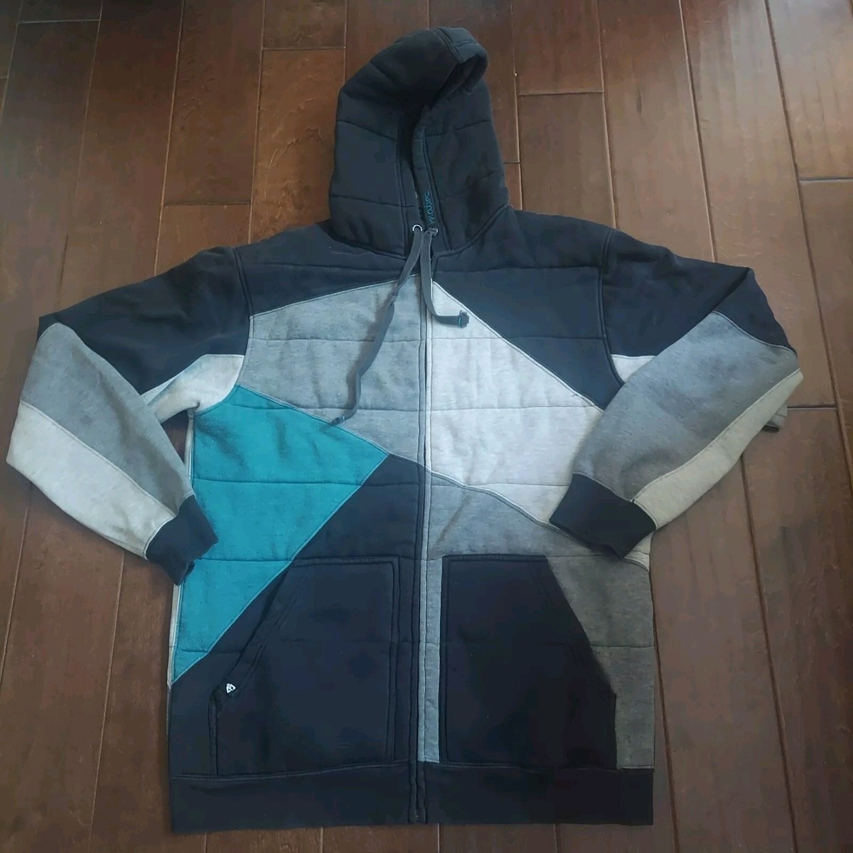 Matix Men's Blue Gray White Asher Block Full Zip Hoodie Size M