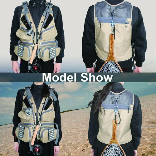 Maxcatch Fly Fishing Vest Pack Multi-pocket Adjustable Mesh Vest Jacket Outdoor - Picture 5 of 9