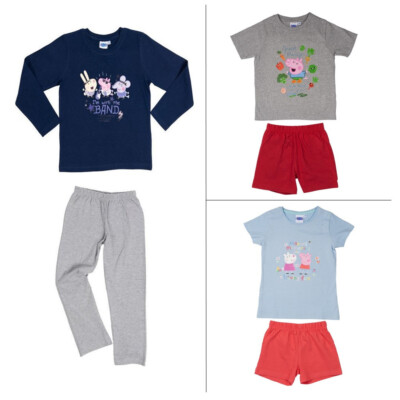 Peppa Pig Schlafanzug Pyjama Kinder Jungen Mädchen lang kurz 98/104 110/116