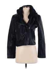 Saltwater Luxe Women Black Faux Leather Jacket S