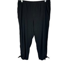 AnyBody Women's Textured Jersey Pant with Tie Detail Solid Jet Black Medium Size
