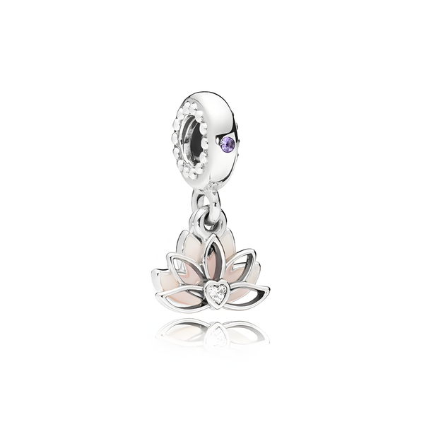 Charm AnhäNger FüR Armband Lotus Blume Rosa Herz Silber Geschenkidee-image