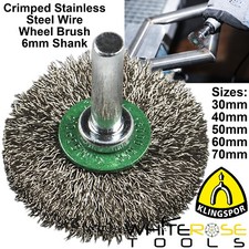 Klingspor Crimped Wire Wheel Brush 6mm Shank Stainless Steel Rust Paint Remover