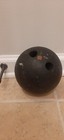 VTG DUCK PIN BALL 5" DIAMETER, 3LBS 12 OZ APPROX WEIGHT, UNMARKED 2 FINGER HOLES — photo 1