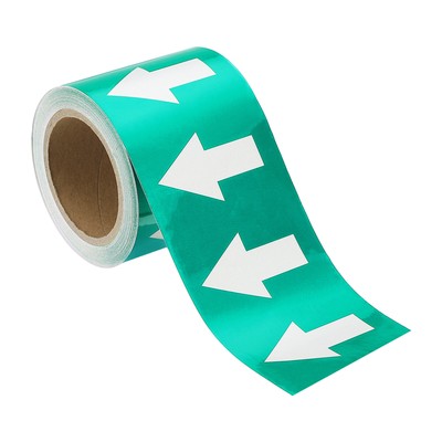 3-8/9''x33' Directional Pipe Flow Arrow Adhesive Tape Arrow Stickers White/Green