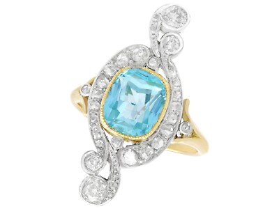 Antique 2.91 Ct Aquamarine and 1.68 Ct Diamond 15k Yellow Gold Dress Ring 1900s | eBay Antique 2.91 Ct Aquamarine and 1.68 Ct Diamond 15k Yellow Gold Dress Ring 1900s | eBay