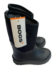 BOGS Kids Neo-Classic Outdoor Pull On Waterproof Boots Solid Black- Kids Size